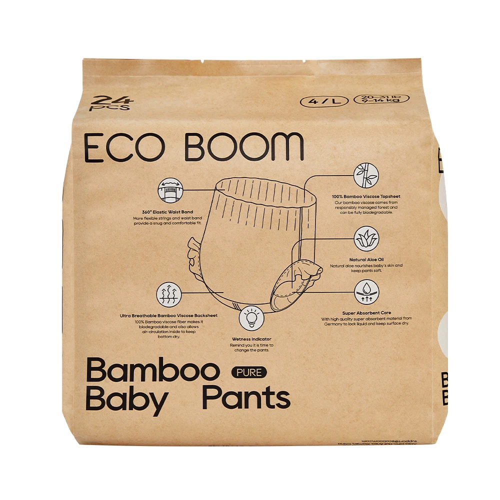 ECO BOOM ecological natural organic in bales plant based training baby diaper pants