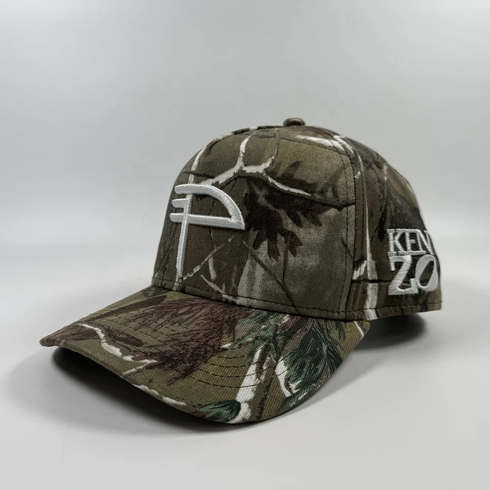 OEM 5/6 Panel Frame Fashion Sublimation Digital Print Cotton/Polyester Baseball Cap Custom Embroidery logo Sport Camo Tree Hat