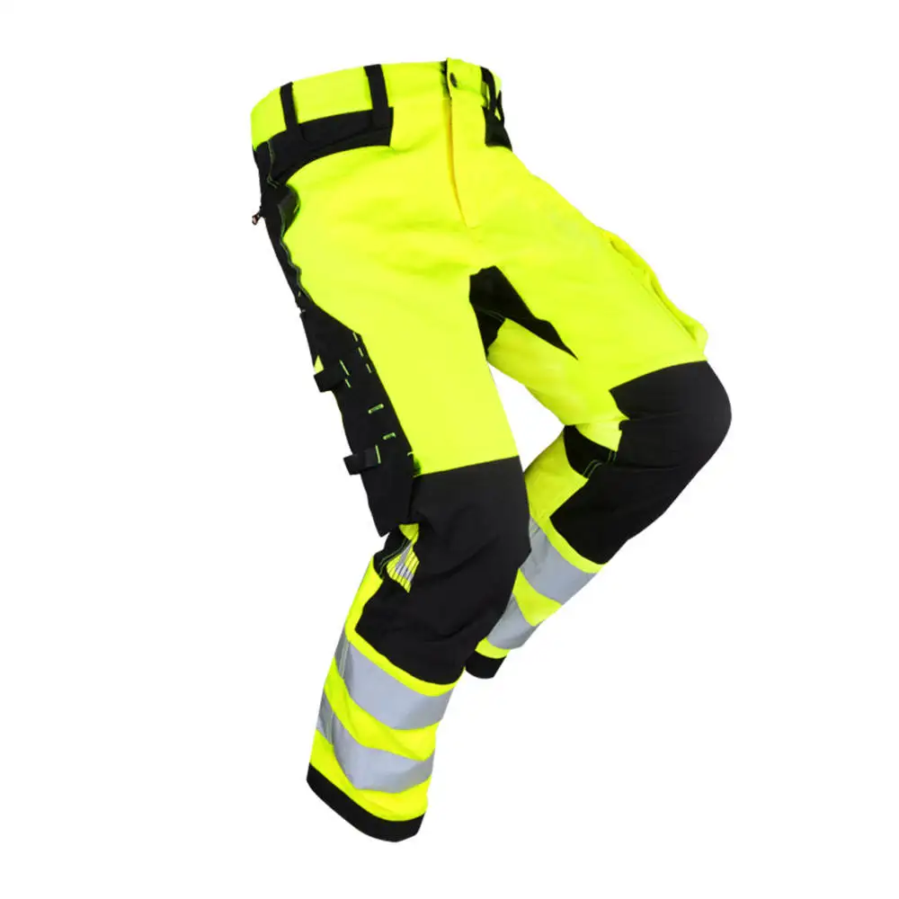 Hi Vis Reflective Multi Pockets Custom Waterproof Workwear Construction Safety Worker Trousers Uniforms Men Work Cargo Pants