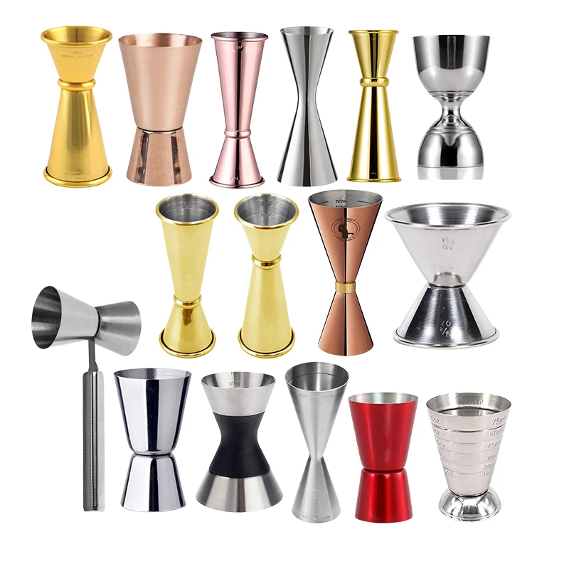 Stainless steel copper silver  golden cocktail jigger double sided bar jigger Japanese jigger with custom logo
