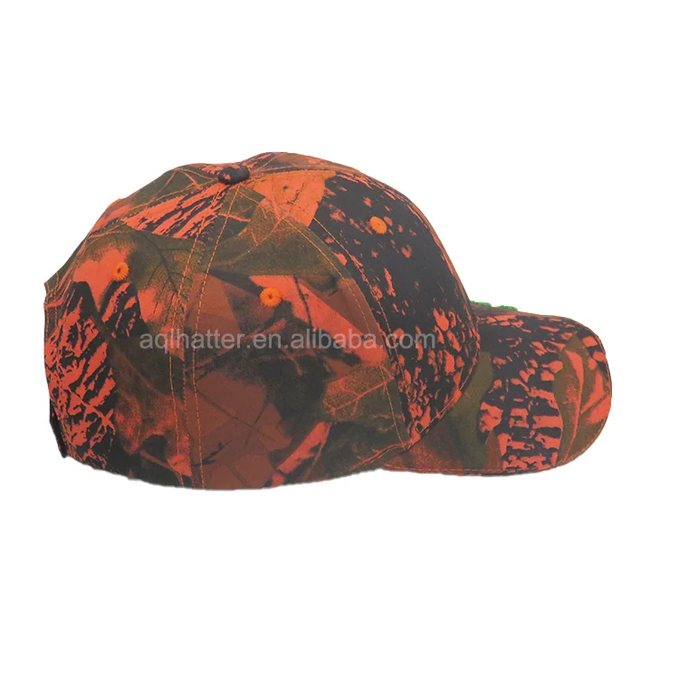 Custom Led  orange camo hunting cap 3d embroidery real tree orange camo hats fashion camouflage fishing hat