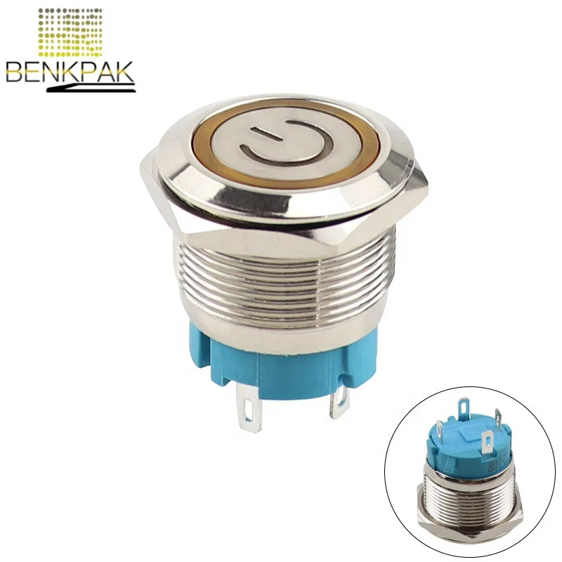 22mm metal push button switch 1NO led switch light 3V 5V 6V 12V 24V 220V momentary 4pins waterproof