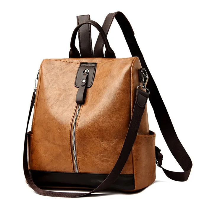 Hot selling anti theft women backpack PU leather ladies back bag school backpacks with brand logo custom