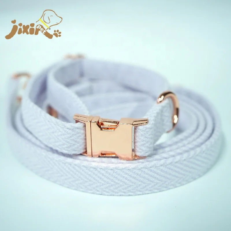 Pink Color Tweed Dog Leash Collar With Metal Snap Hook