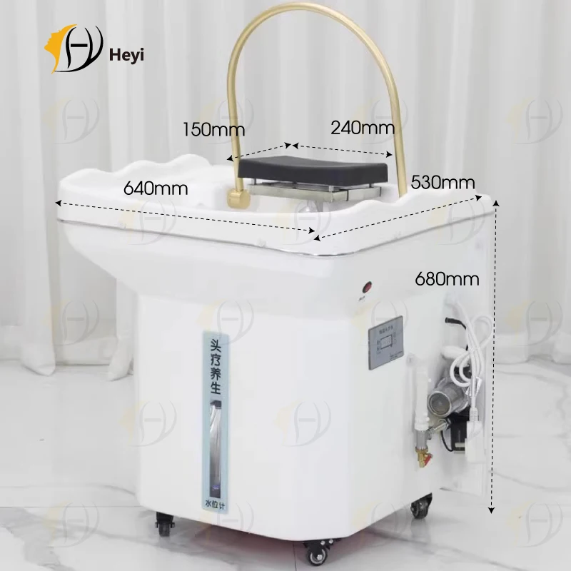 mobile therapy spa movable vertical shampoo basin hair wash ceramic shampoo sink for beauty salon equipment