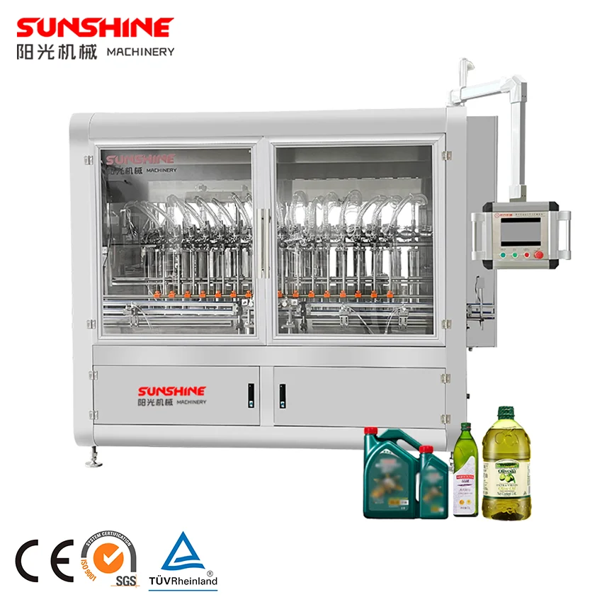 Fully Automatic 4 heads 8 heads engine motor oil bottle filling and capping machine production line