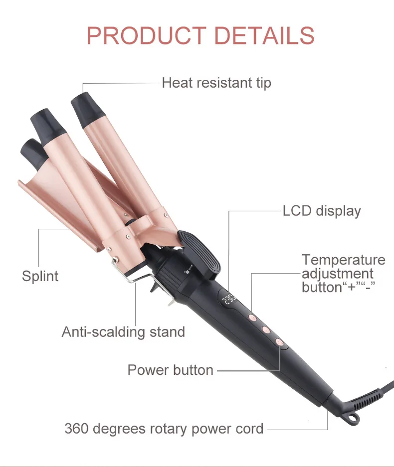 multifunction hair Styler 5 In 1 Clip Anti-Scalding Hair Curling Iron Professional LCD Display Hair Curler Set