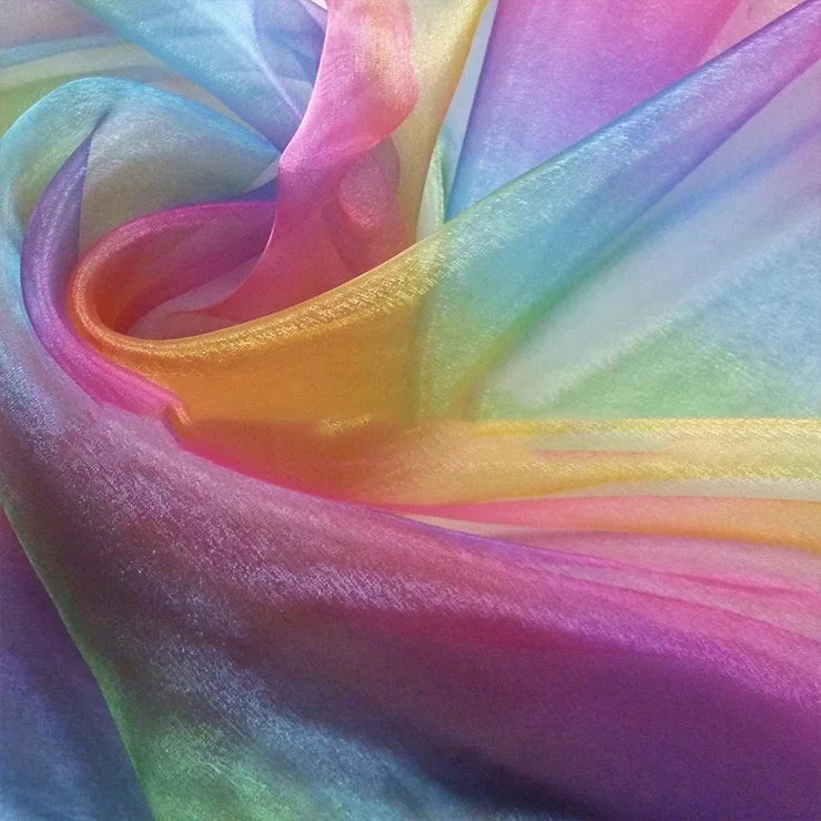 China Factory cheap price Embroidered organza fabric,cheap organza fabric roll ,flower wrapping cheap rainbow organza fabric