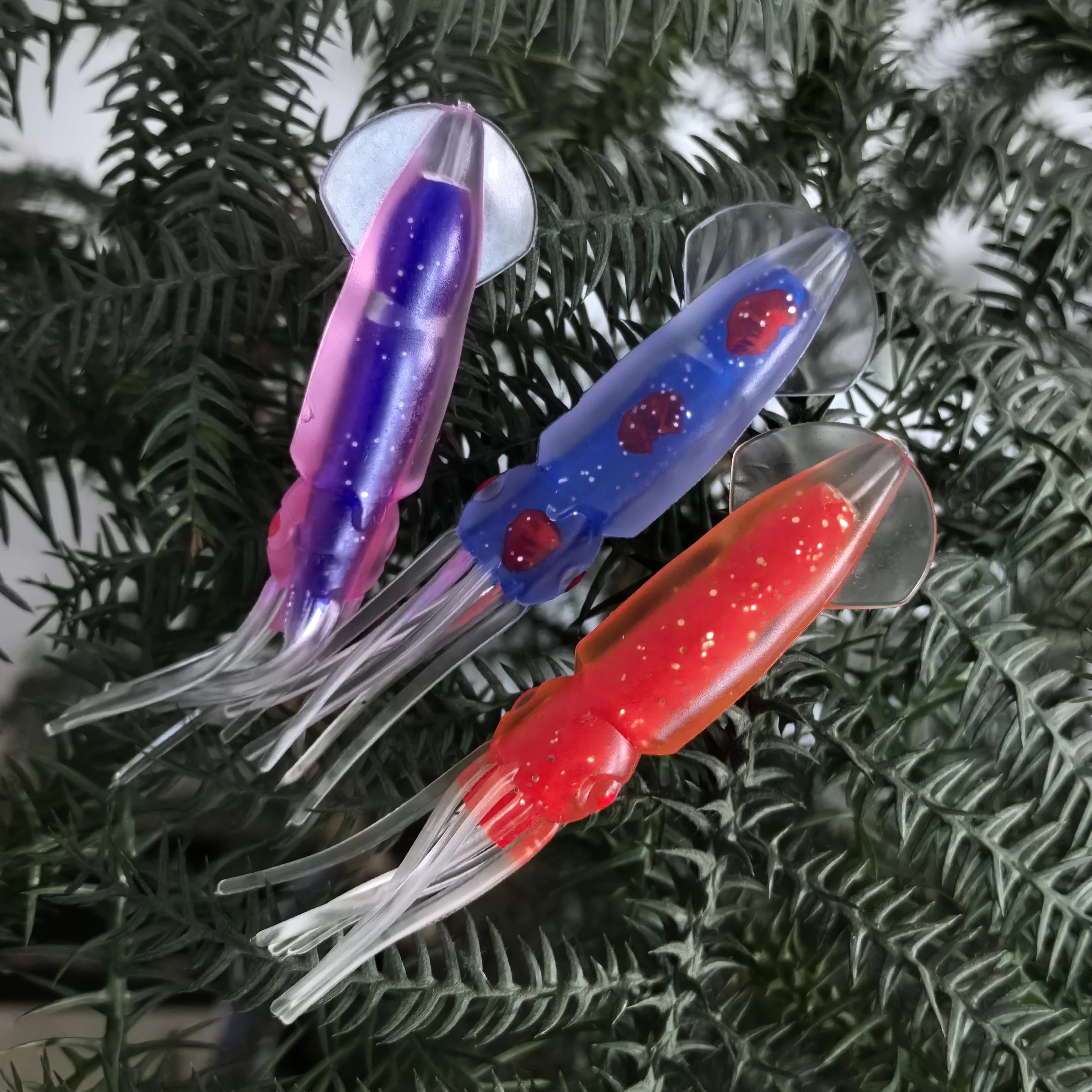 SUPERIORFISHING Lifelike Double Layer Squid Sea Boat Fishing Lure PVC Soft Squid Bait Luminous Cuttlefish Seawater