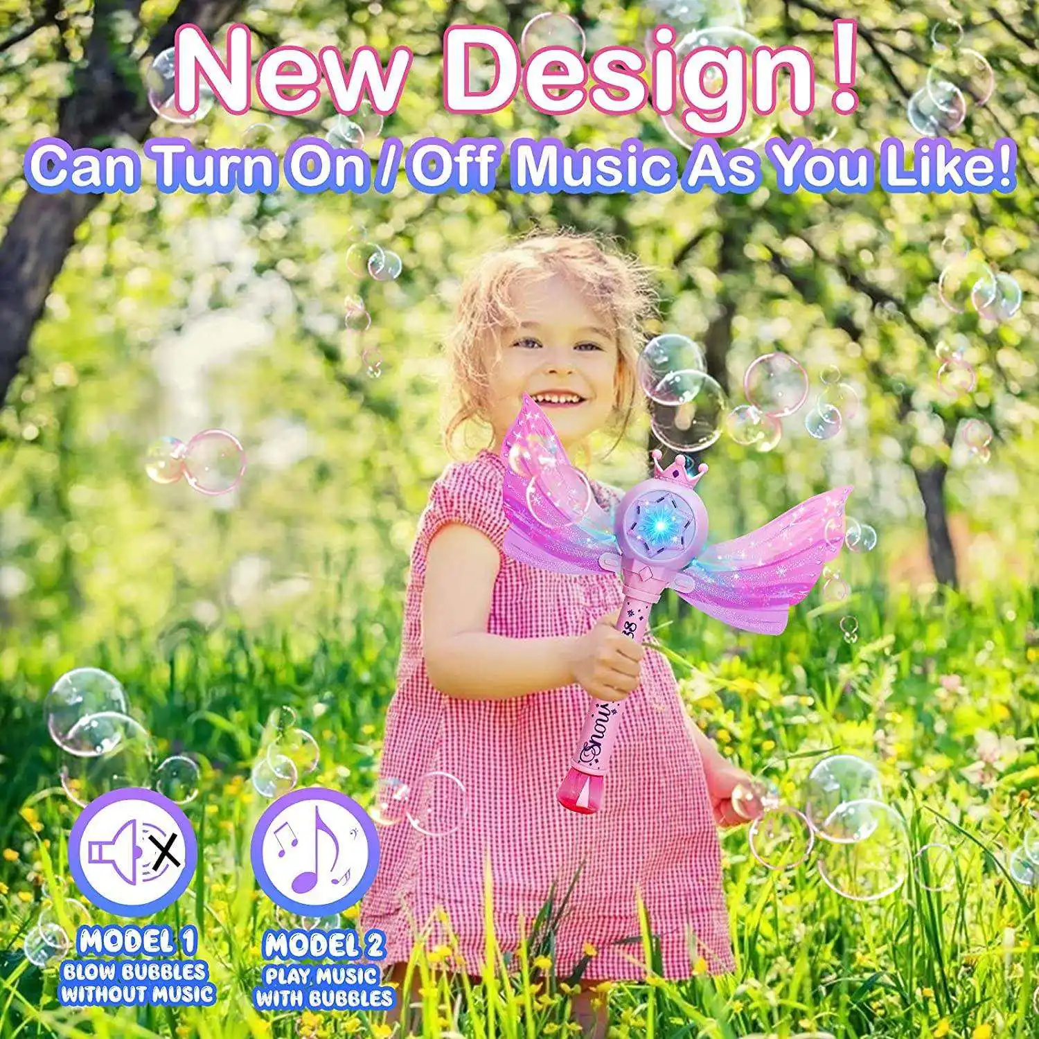 Electric Bubble Wands Blower Light Up Toy  Kids Automatic Bubble Stick Toys Party Electric Bubble Wands Summer Toys