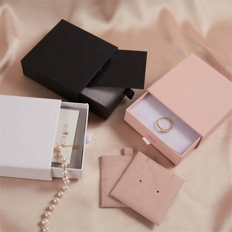 2024 Hot Custom Logo Rigid Sliding Out Drawer Box Fancy Gift Box For Jewelry Accessory Storage Retail Box With Ribbon