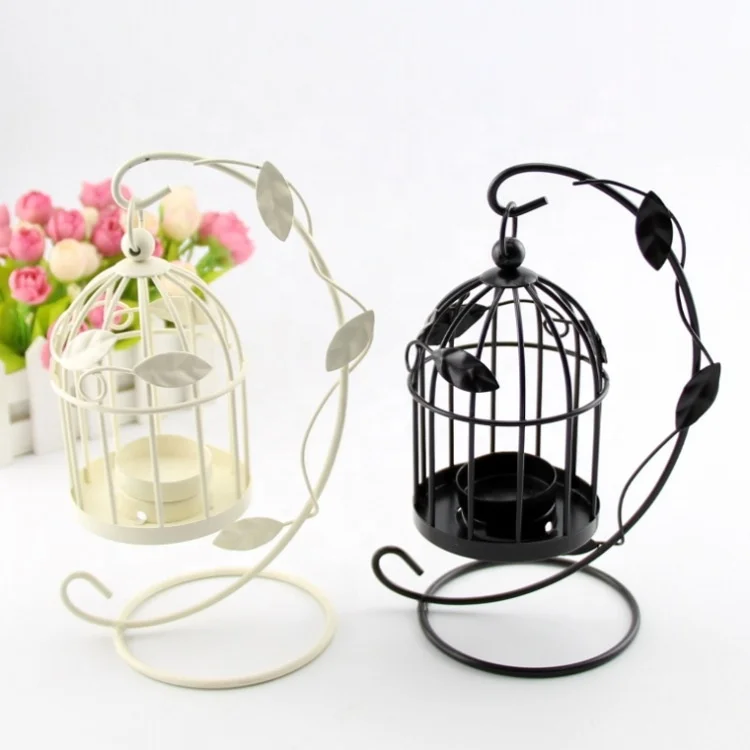 Indoor outdoor vintage    candlestick  LED  wind lantern Spring Song White Bird Cage Place Card Candle Holder