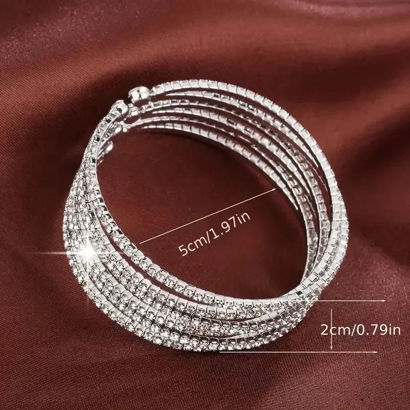Crystal Rhinestone Bracelet Women Girls Delicate Multilayer Bracelet 6 Rows Layered Bracelet Jewelry for Prom Party Wedding
