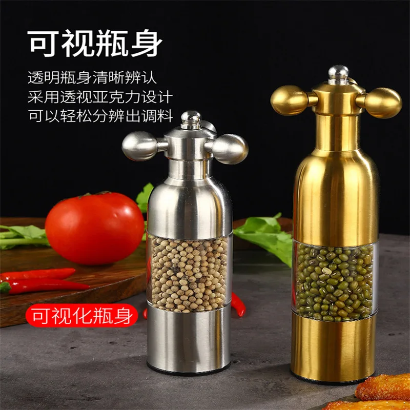 Manual Pepper Grinder 304 Stainless Steel Mill Tap Sea Salt Pepper Grinder