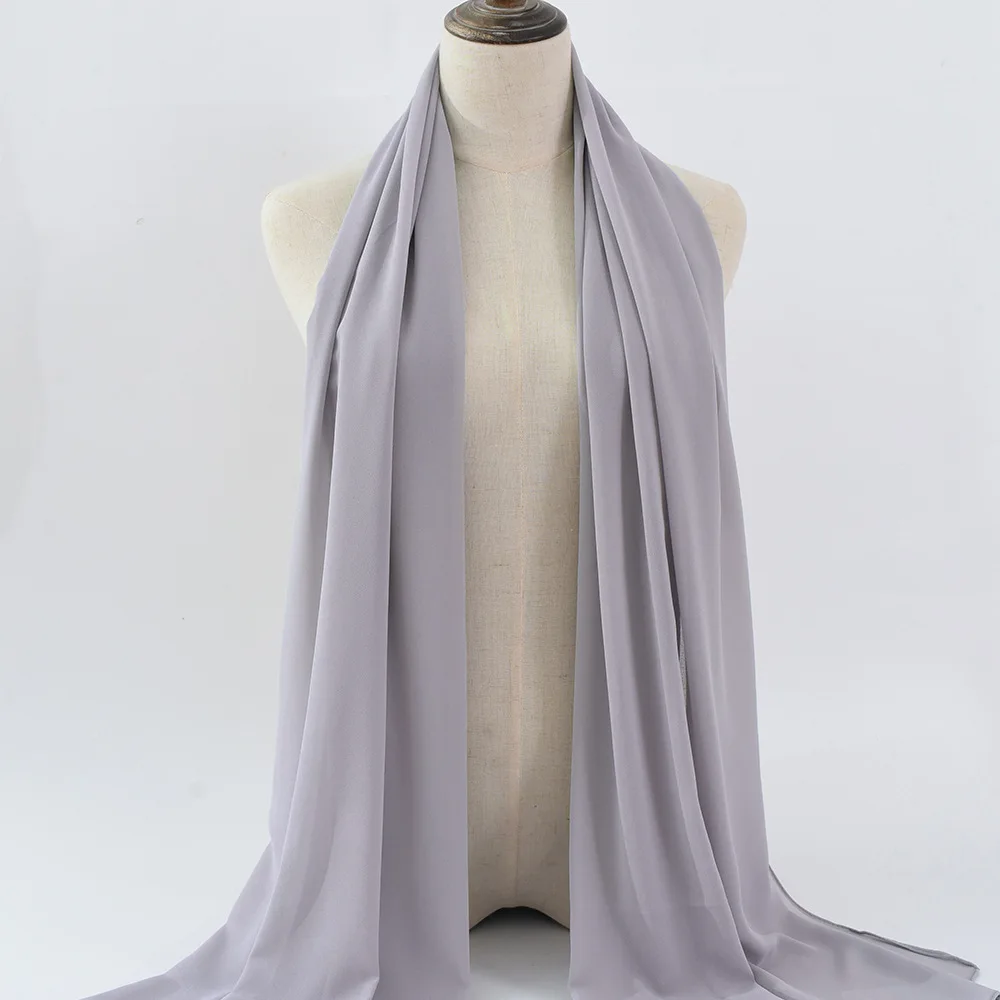 Hot 132 Colors Wholesale Custom LOGO Islamic Shawl Plain Georgette Muslim Women Hijab Headscarf Bubble Chiffon Hijab Scarf