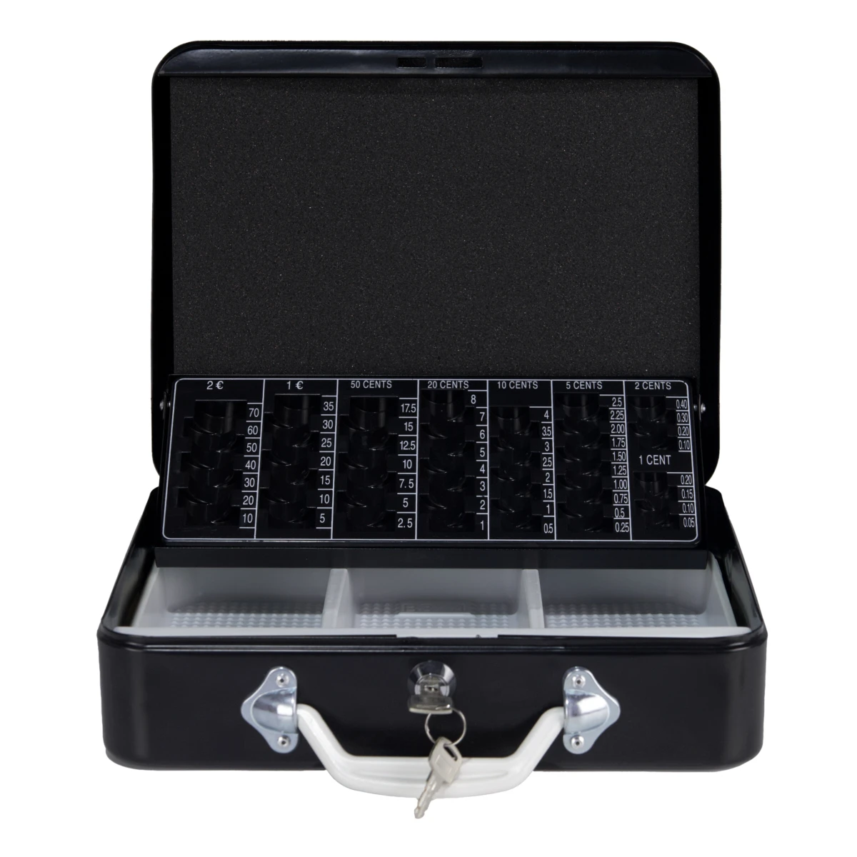 Shuaima  portable metal  money box shop cash storage box key lock  transportation cash box with coin tray