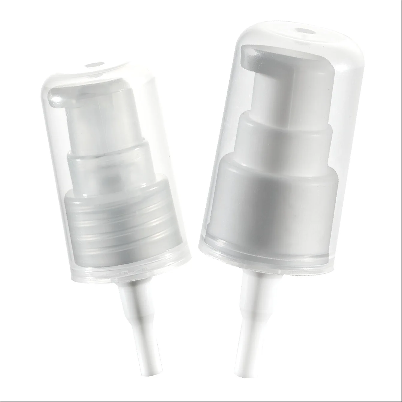 18mm 20mm white cosmetic treatment pump plastic cream pump with full cover