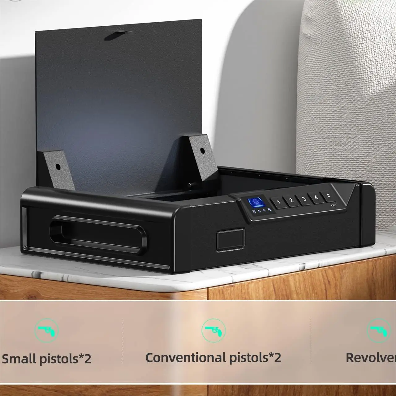 Facial Recognition Gun Safe Suitable for home nightstand, and car use safe box