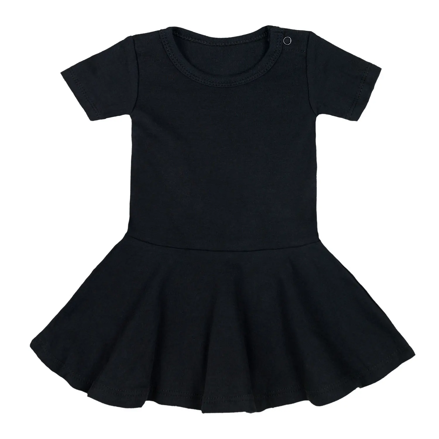 Amazon Hot Selling Solid Color Cotton Summer Dress Baby Short Sleeve tutu Dress For Baby Girl Knitted Baby Girl Dresses