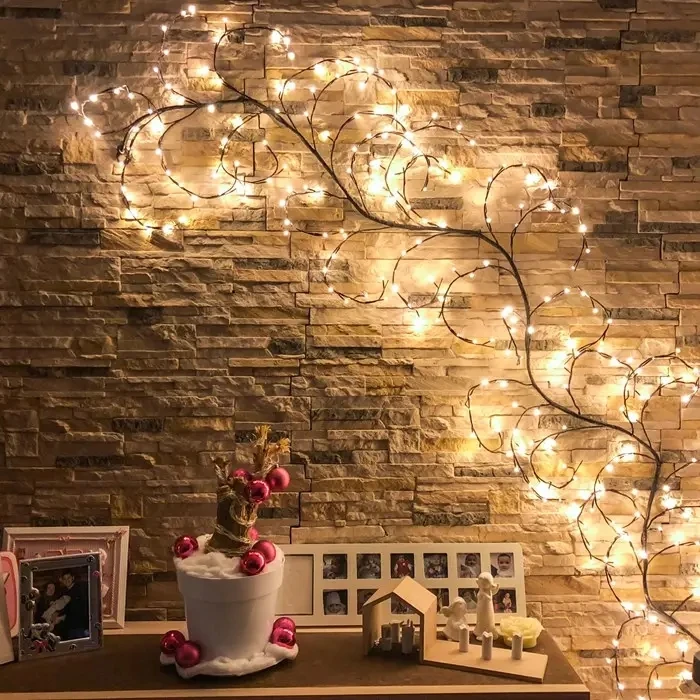 Artificial Diy Led Willow Vine Lights Warm White 144l 7.5ft Plants Tree Branches Light For Walls Bedroom Christmas Decor