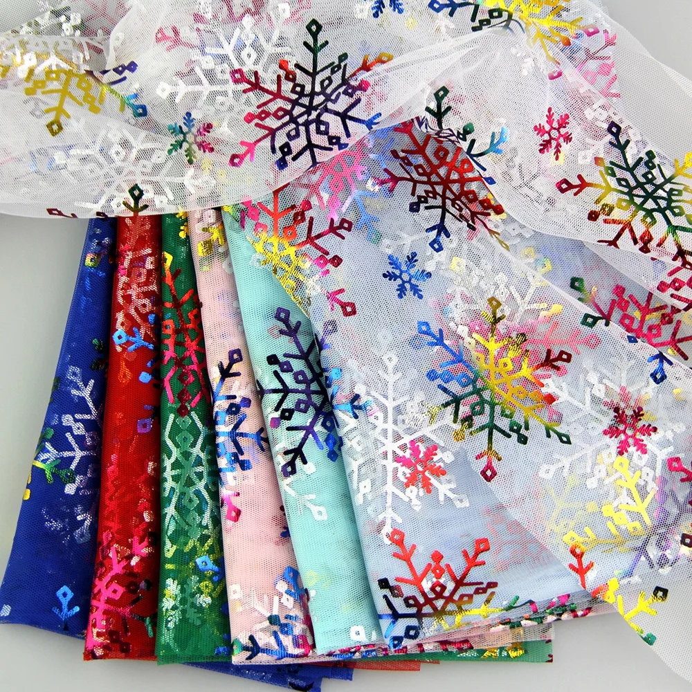 New sequin bead lace fabric Breathable small mesh fabric in the shape of sequins and snowflakes