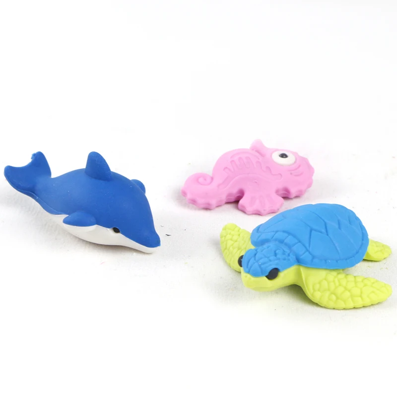 Soododo XDDA Custom Novelty wholesale for kids Cartoon toy 3D  Animals Pencil eraser Dolphin Eraser