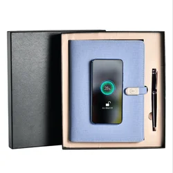 Shenzhen Custom Logo Loose Leaf Diary,8000mah 16g USB A5 Leather Multifunctional Power Bank With Wireless Charging Notebook