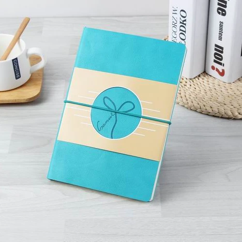 A5 grey PU travel notebook with elastic band