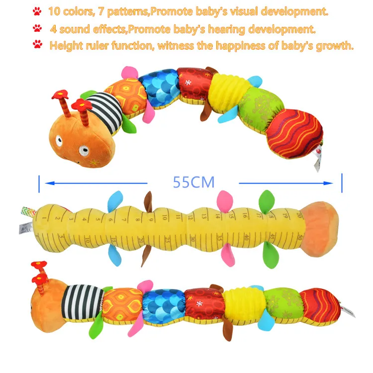 Sozzy musical baby toys music soothing plush toys stuffed ruler caterpillar animal toddler baby comfort toys