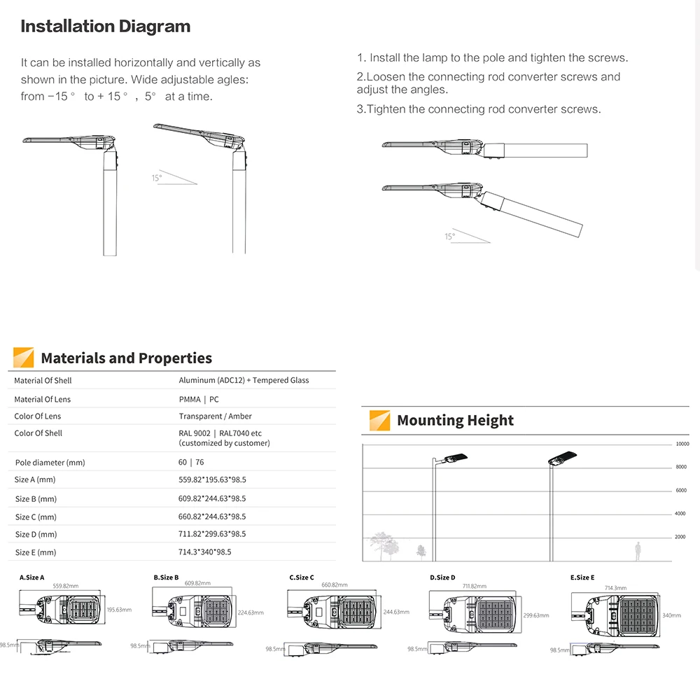 street light pole 36w st die casting aluminium led street light housing 9m galvanized street light pole prices