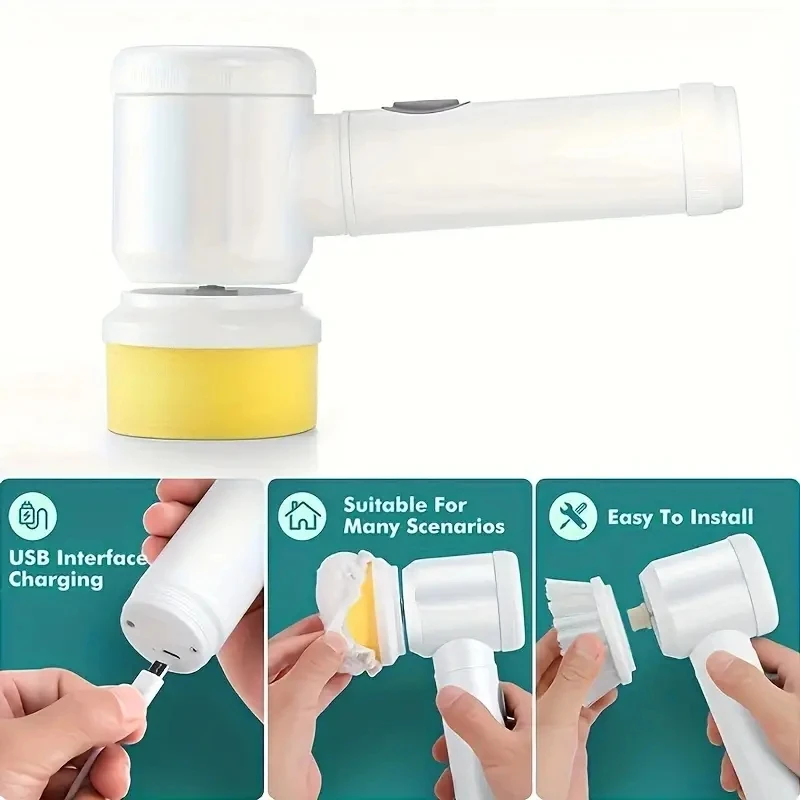 Household New Style Pot Washer Power Display Spin Scrubber Plastic Dusting Electric Cleaning Brush