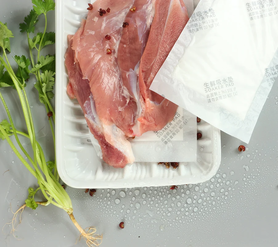 Super absorbent polymer meat packaging blood water spill absorbent pad