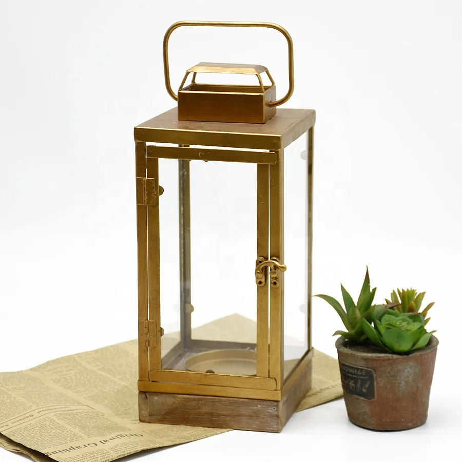 Luckywind Gold Home Decorative Metal Candle Lantern, Indoor Christmas Hanging Candle Holders, Outdoor Wedding Decorative Lantern