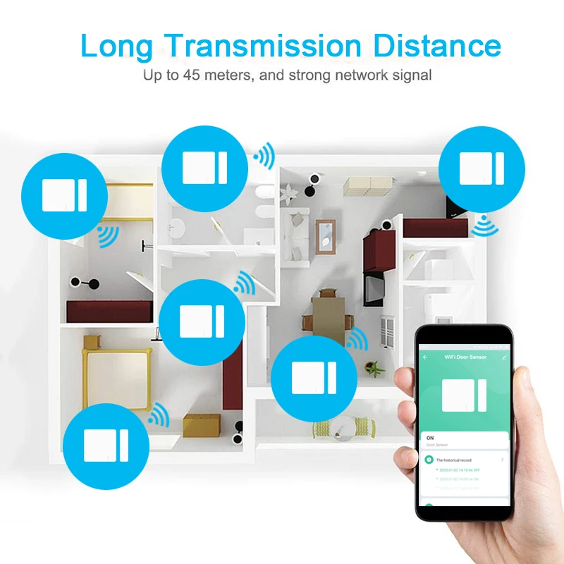 Tuya Window Door Magnetic Detector Portable Alarm Sensor tuya wifi Door Sensor