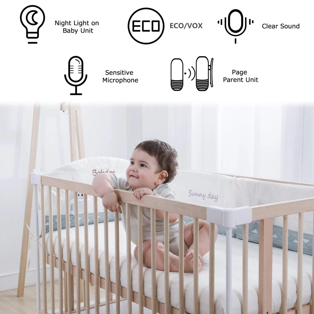 2.4GHz Long Range Smooth Night Light Baby Monitor with Two-Way Audio