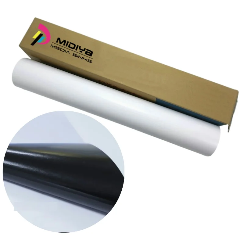 Midiya Brand 120gsm Glossy PVC Film Permanent Black Vinyl Roll 120gsm Solvent Printable Vinyl for Advertising