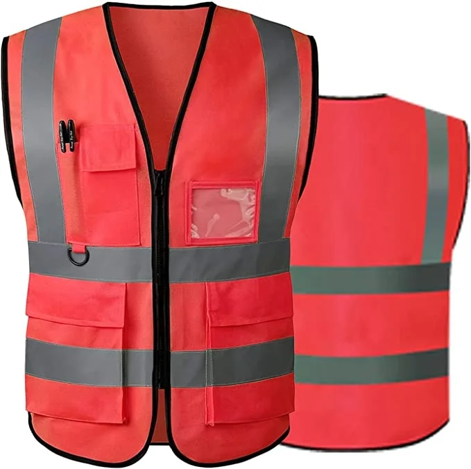 Customization OEM/ODM Hi Vis Reflector Zipper Safety Vest Custom Logo Engineer Construction Worker Safety Reflective Clothing