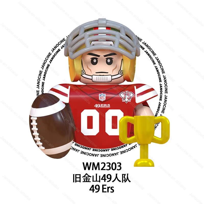 WM6133 Hot Rugby Player Star Cowboys Eagles Ravens Chiefs Broncos Mini Figures Educational Building Blocks Kids Toys