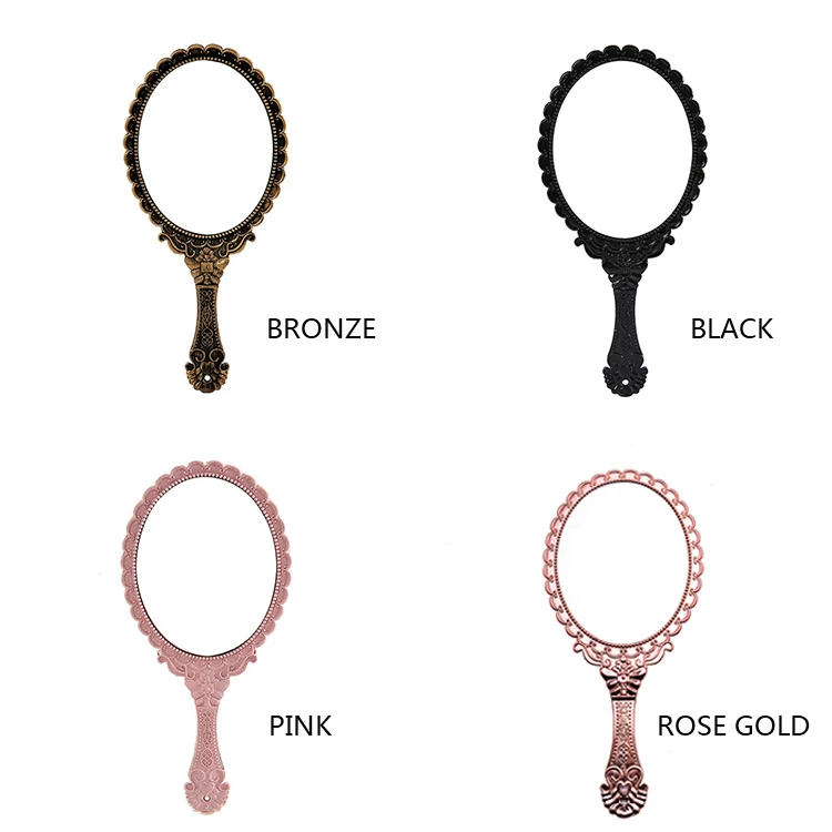 Wholesale Cosmetic Tools Single Sided Plastic Handle vintage Hand Held Makeup Mirror