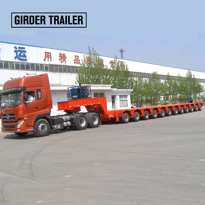 Hydraulic detachable gooseneck power pack 12 axis lines heavy duty machine transporting module modular truck trailer for same