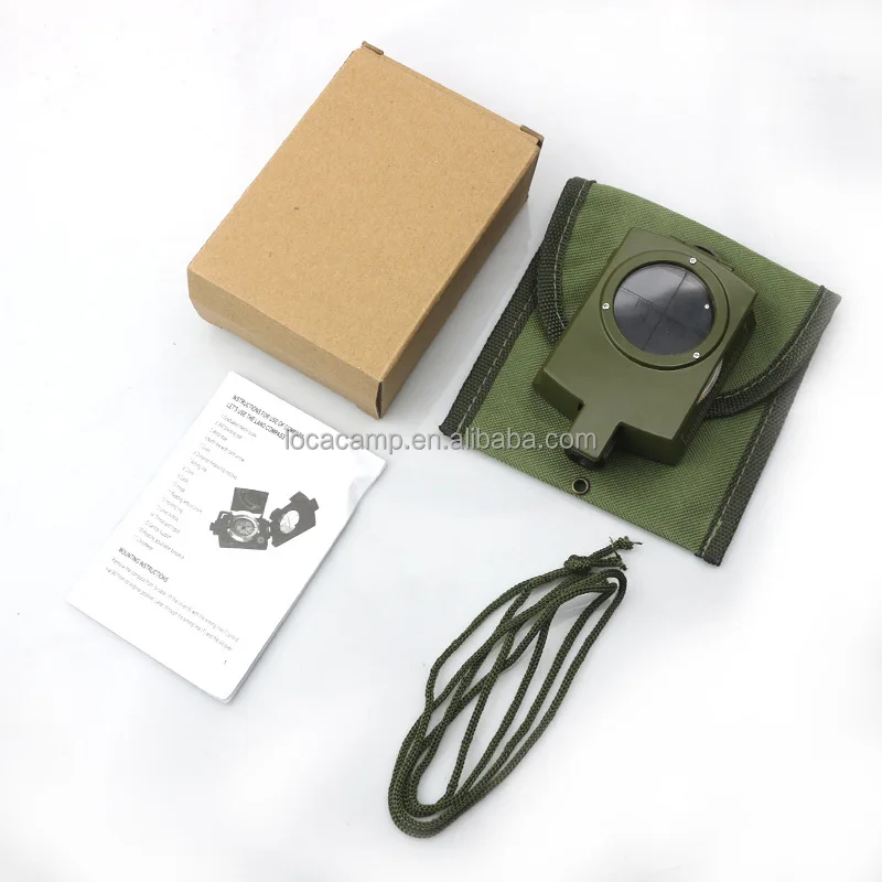 Olive Color Portable Metal Foldable Compass Prismatic Lensatic Sighting Clinometer Survival Hunting Hiking Handy Pointer Display