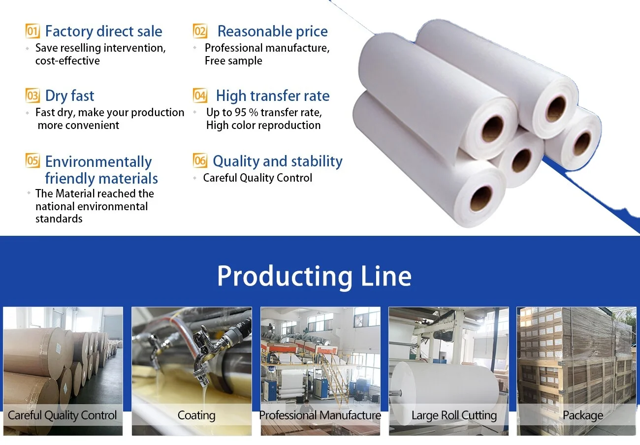 Qijun wholesale High quality sublimation paper roll dye sublimation paper for Blanket flag curtain