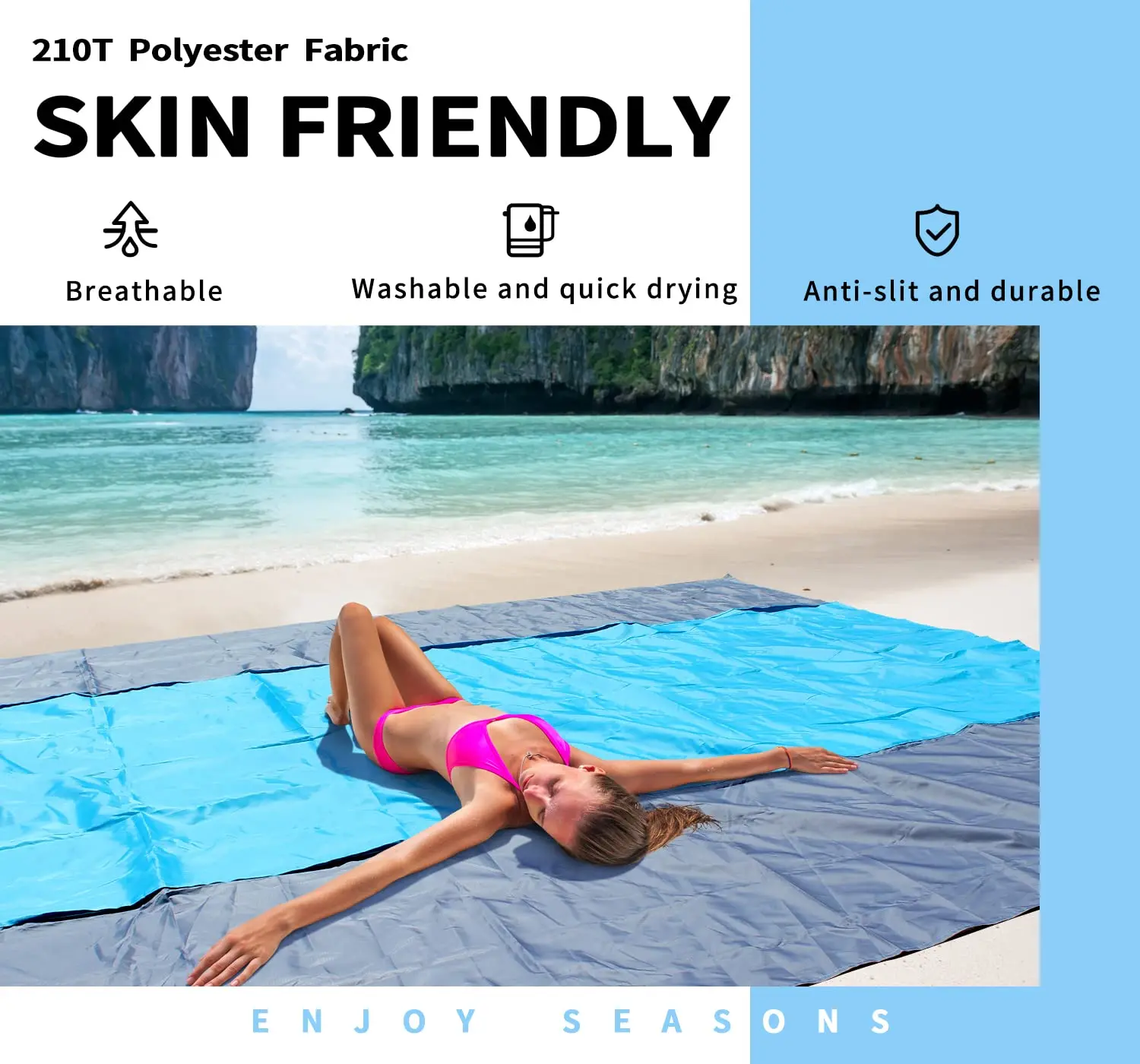 2021 amazon hot wholesale outdoor compact sand free blanket beach blanket sand free beach mat