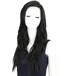 for women sleek wholesale factory supplier high temperature  heat resistant long super wave lace front wig synthetic hair wigs
