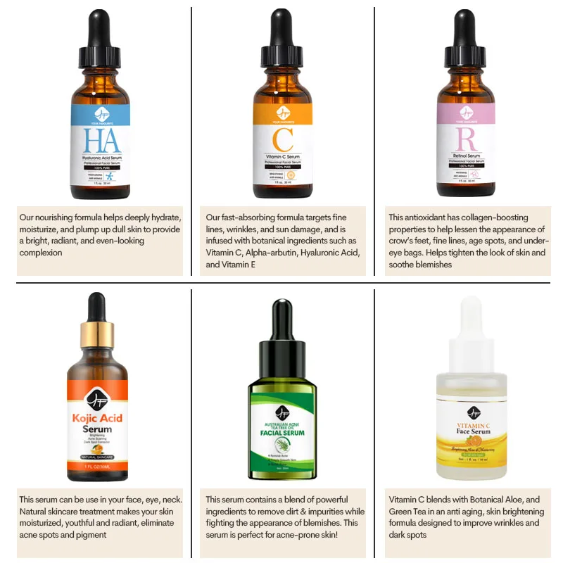 Factory Supplier Skin Care Serum Anti Aging Collagen 24K Gold Retinol Hyaluronic Acid Vitamin C Serum