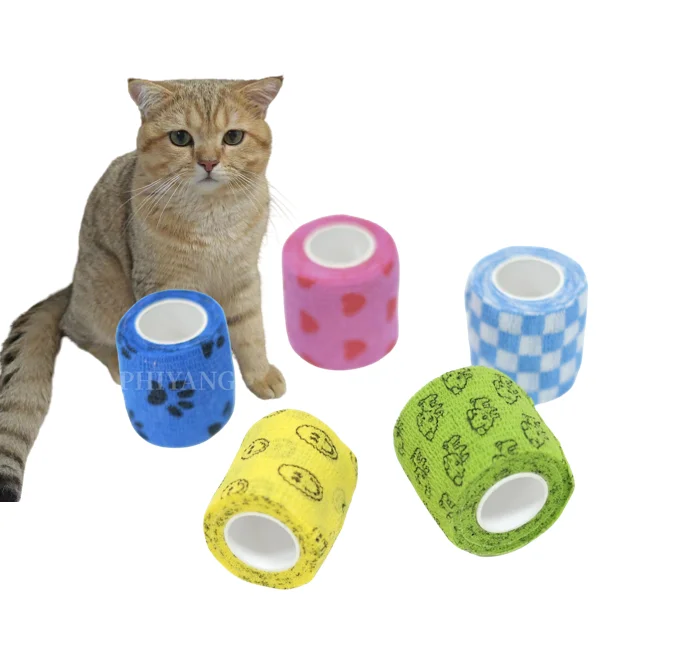 Customized brand size Elastic Non-woven Horse Cohesive Bandage vet wrap equine veterinary Vet Cohesive Bandage