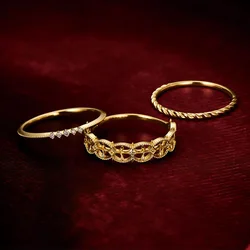 9K Solid Gold Topaz Three Piece Wedding Ring set