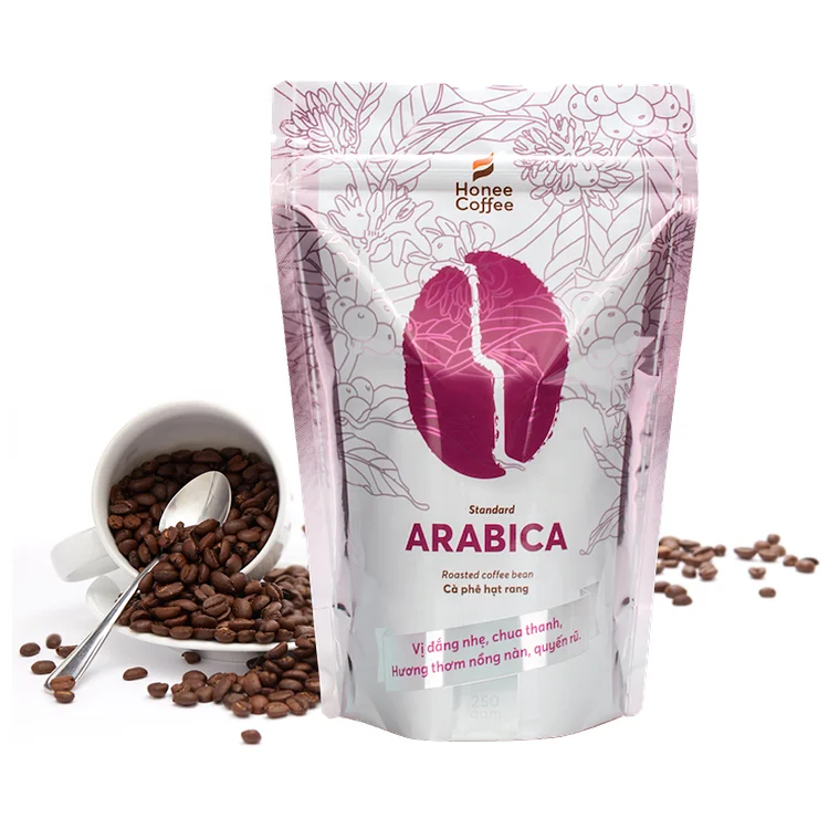 Arabica roasted coffee beans high quality 250g 500g or 1 kg per bag shelt life 24 month from Vietnam