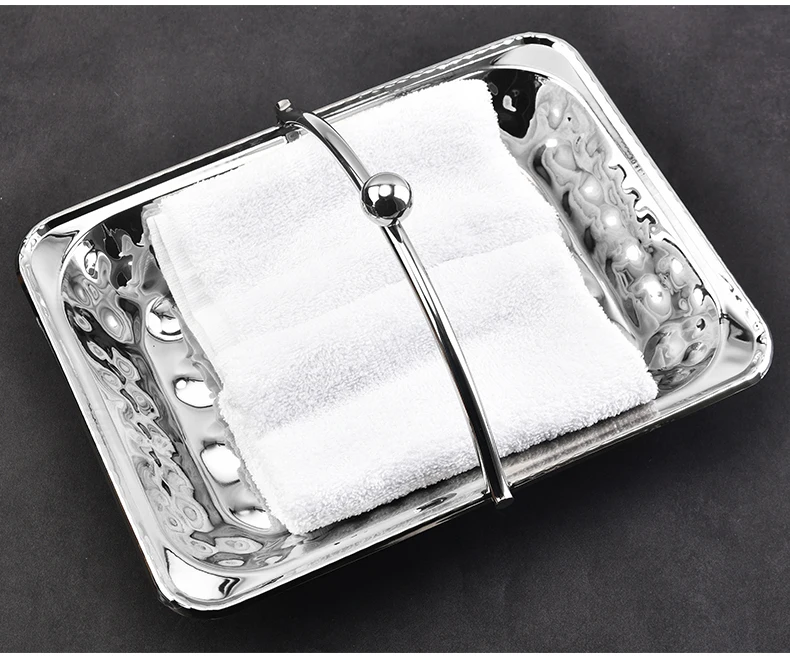 Nordic Decoration Kitchen Dinning Metal Hanging Mirror Polished Square Stainless Steel Serving Tray Fruit Tray