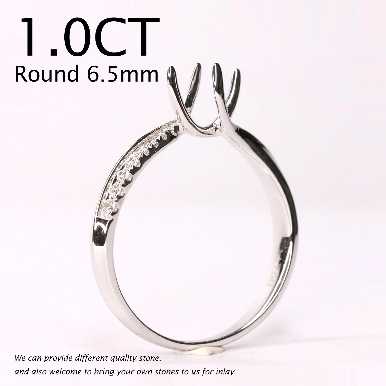 China Fine Jewelry Factory 9K 10K 14K 18K Solid Yellow White Rose Gold Custom Ring Blank Gold Semi Mount for 6.5mm Stone Setting